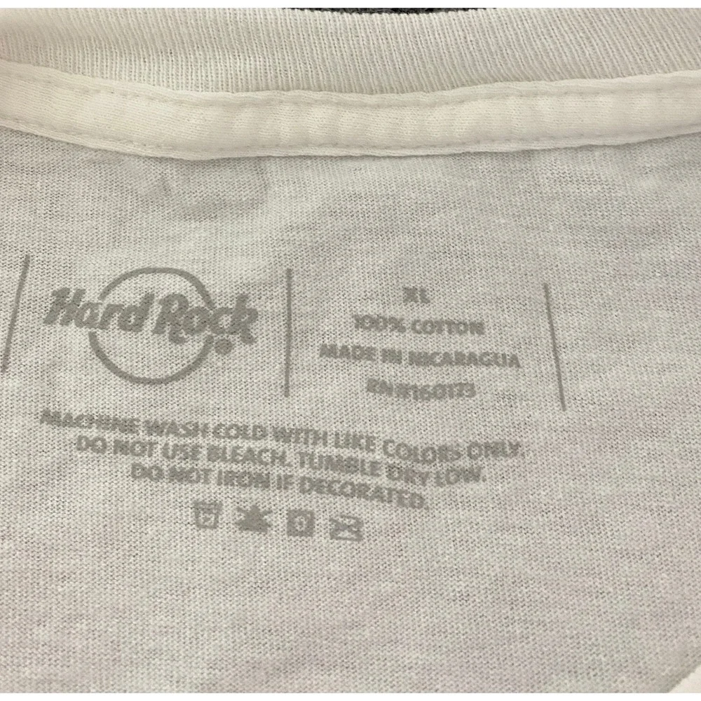 Hard Rock Casino Rockford Mens XL White Graphic T-Shirt Guitar Skeleton Spade - Picture 5 of 5